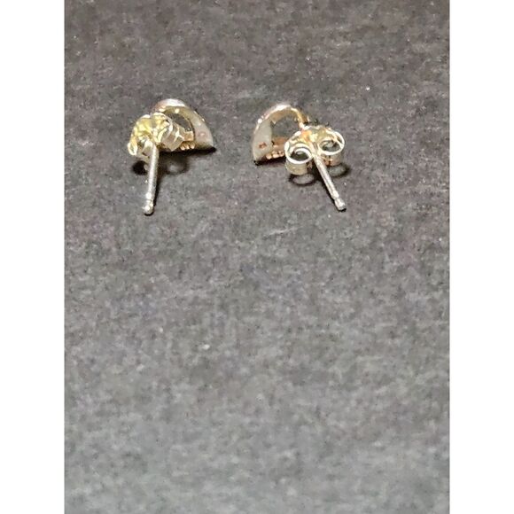 Sterling Silver Open Heart Earrings With Pink Morganite - Picture 5 of 8